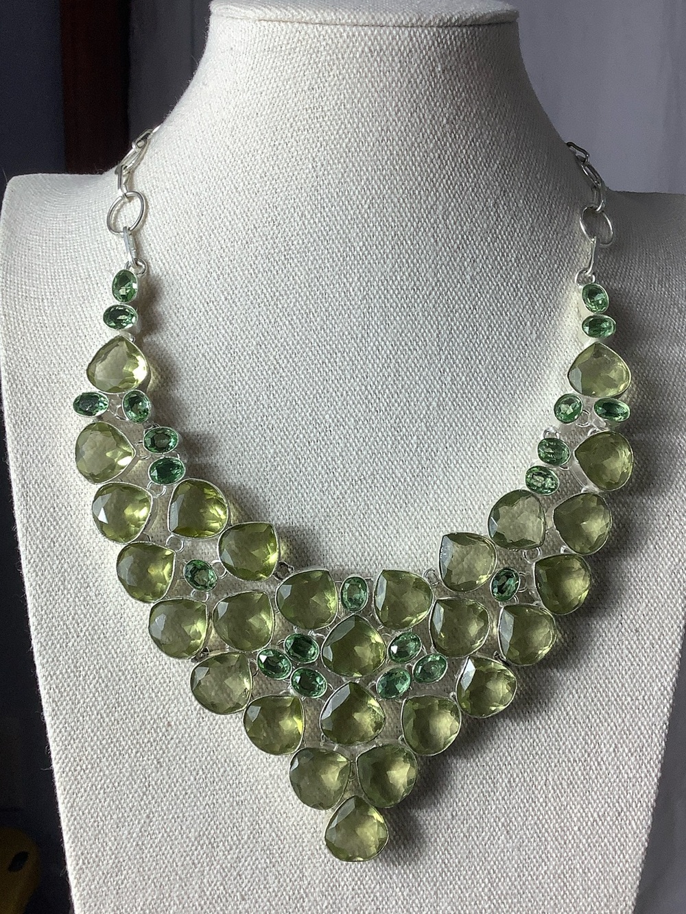Green Crystal Statement Necklace - Unbranded